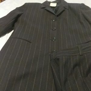Pinstripe pants suit.